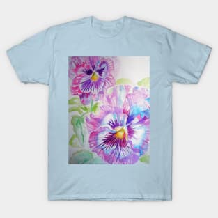 Purple Pansy Watercolor Painting T-Shirt